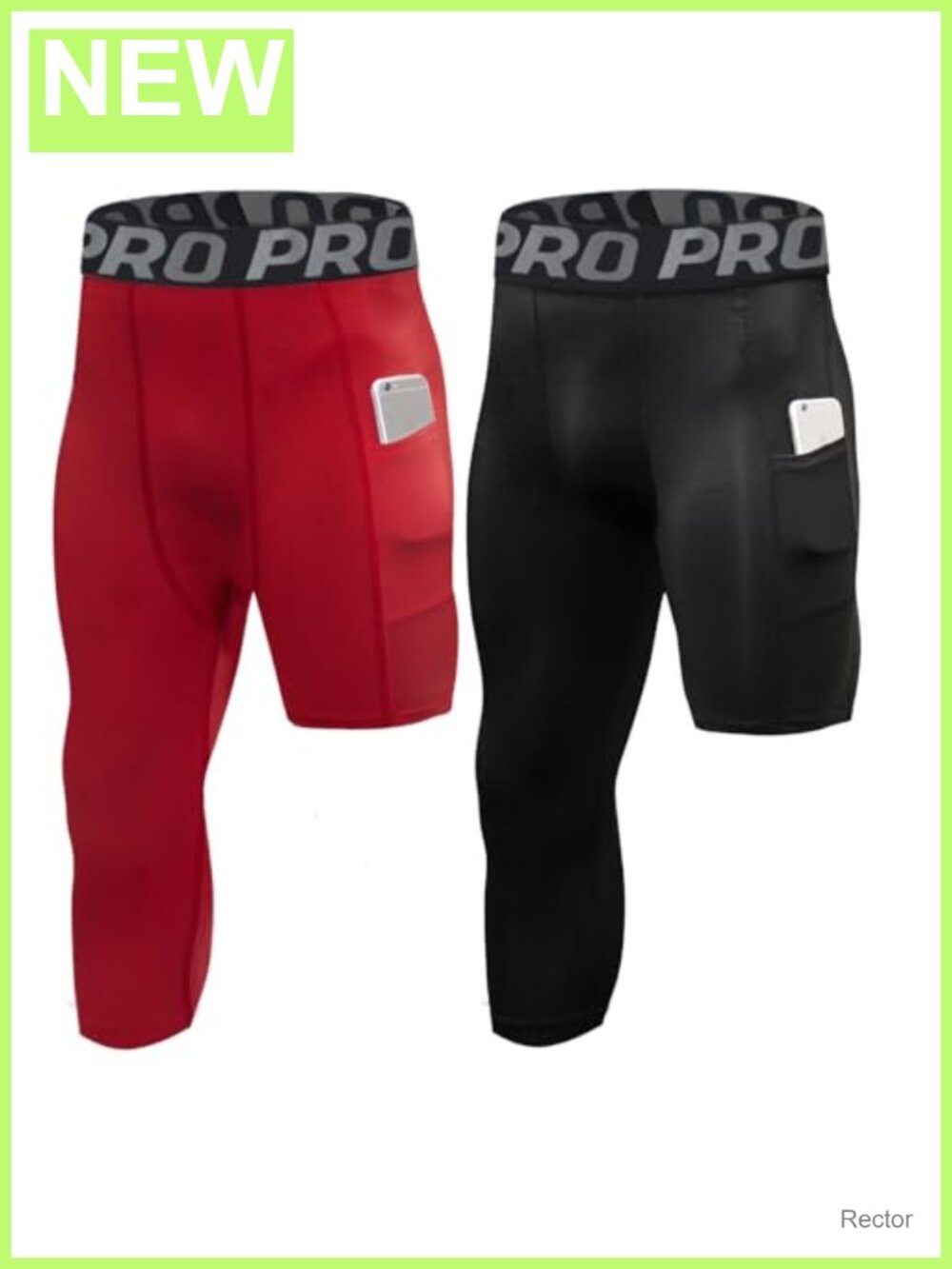 3/4 Compression Pants Basketball Leggings Men's Active Capri Running